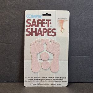 Vtg Compac Safe T Shapes Pink Feet Foot Nonslip Safety Applique Bathtub Stickers